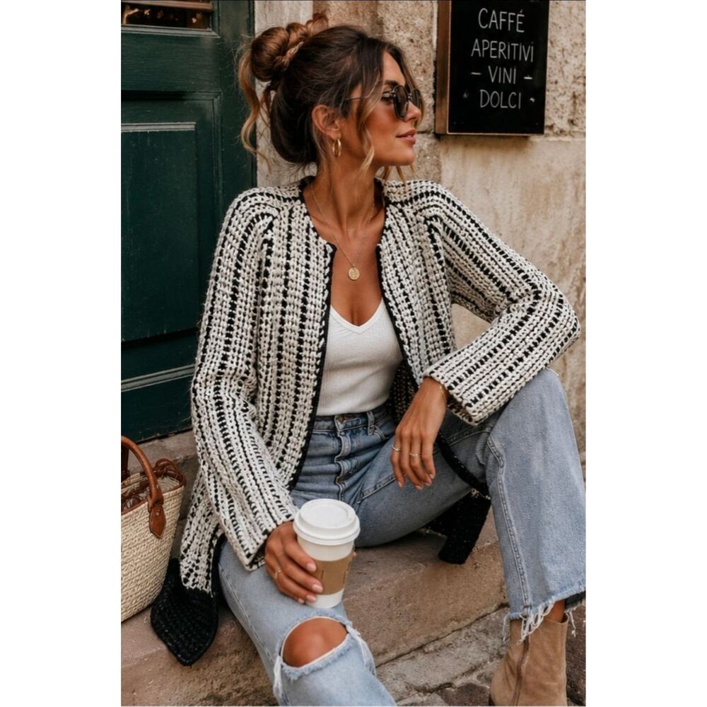 Maison Pholya Italy Alpaca Blend Chunky Crochet Cardigan M Quiet Luxury Knit